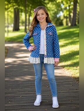Matilda Jane Make Believe Far From Fiction Blue Polka Dot Jacket